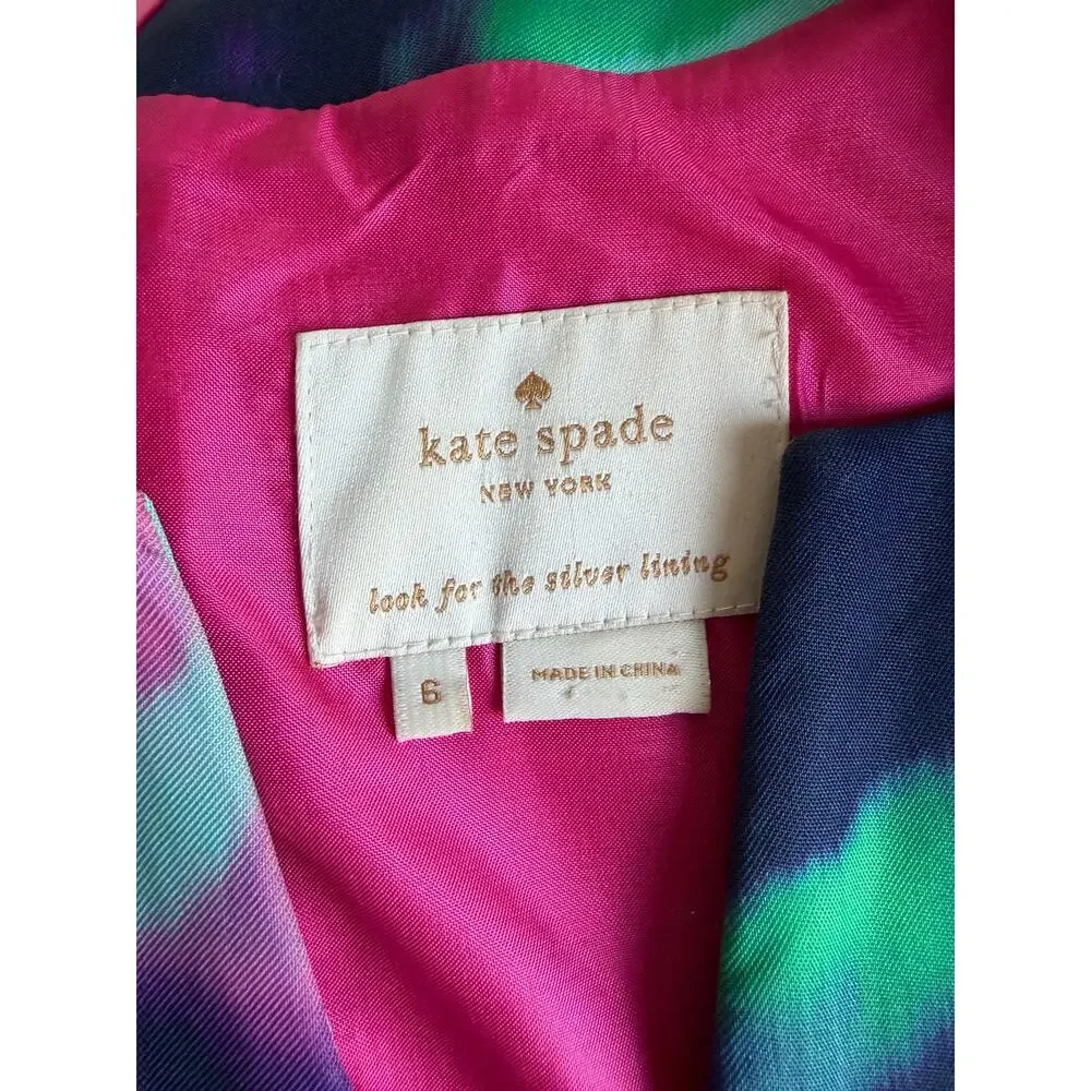 Kate Spade NY Watercolor Floral Sheath Dress Sz 6 Pink Green Navy
